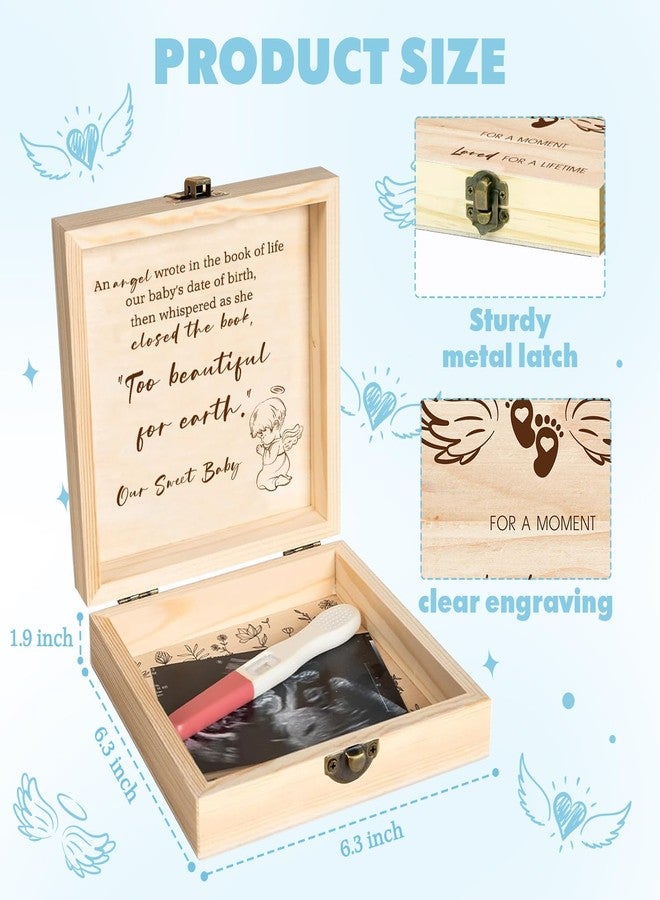 Fisahat Baby Keepsake Box-Miscarriage Gifts for Mothers,Fathers Parents,Pregnancy/Infant Loss Sympathy Gift,Wooden Miscarriage Memorial,Bereavement Care Package,Angel Baby Memory Box - Image 2