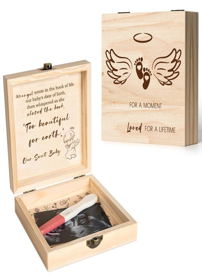 Fisahat Baby Keepsake Box-Miscarriage Gifts for Mothers,Fathers Parents,Pregnancy/Infant Loss Sympathy Gift,Wooden Miscarriage Memorial,Bereavement Care Package,Angel Baby Memory Box - Image 1