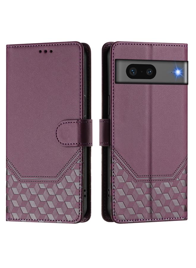 Green Tiger Case For Google Pixel 7 Honeycomb Embossing RFID Leather Phone Case - Image 2
