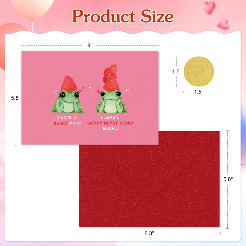 FLYAB Funny Valentineâ€™s Day Card - Cute Frog I Love U Berry Much Valentines Cards Wedding Anniversary Birthday Gift for Girlfriend Wife Boyfriend Husband Fiance Partner - Image 4