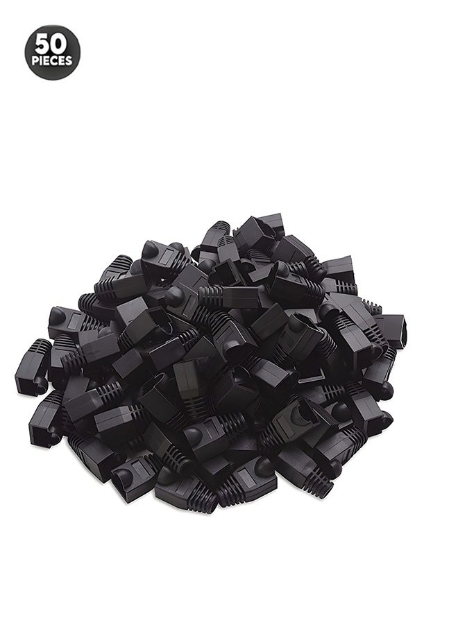 Taimi RJ45 Cable Connector Boots Soft Plastic Ethernet Strain Relief Boots CAT5 CAT5E CAT6 CAT6E 50PCS - Black  - Image 1