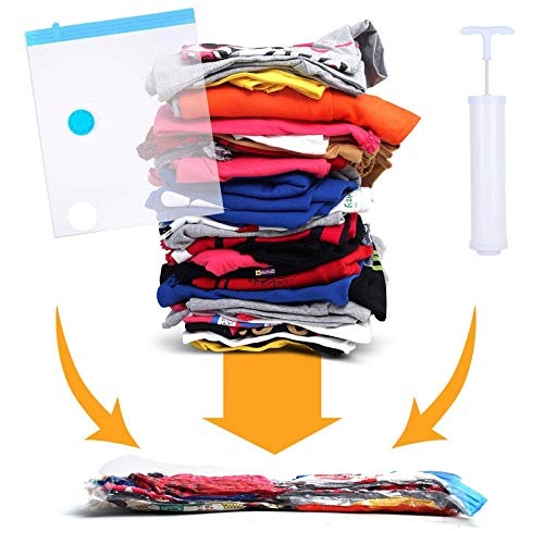 Puramate Prime Vacuum Storage Reusable Ziplock Smart Space Saver Bags (Pack of 12) - 3 S (40 cm*60 cm), 3 M (50 cm*70 cm), 3 L (60 cm*80 cm), 3 XL (80 cm*100 cm) with Portable Hand Pump - Image 3
