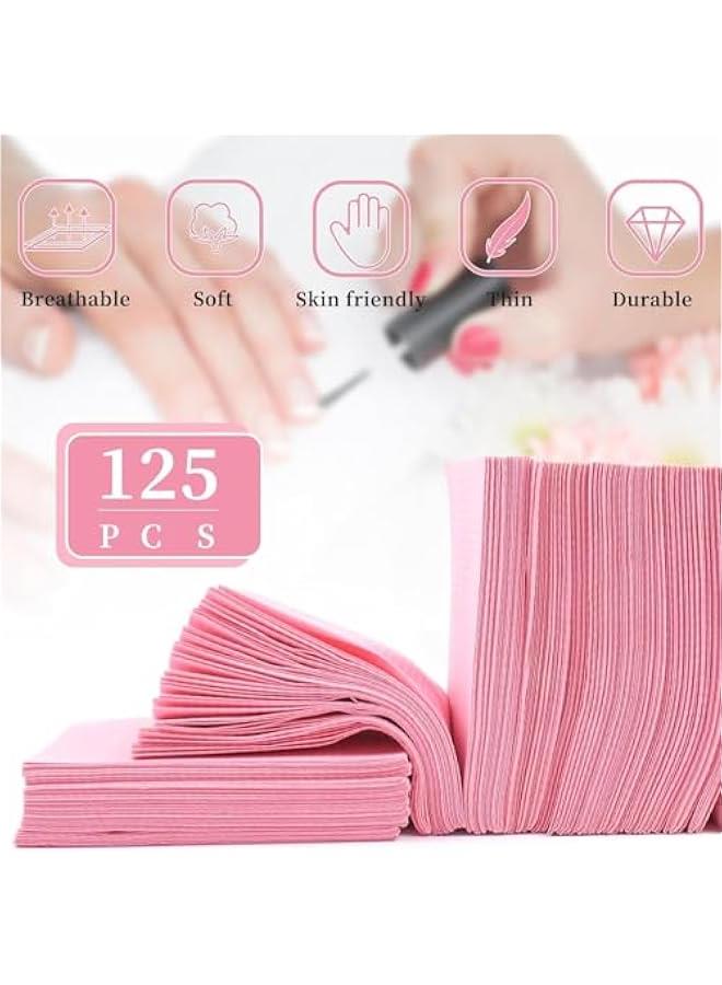 MIXDE 125Pcs Disposable Nail Art Table Mat, Waterproof Nail Tips Art Table Towels Mat, Nail Art Mat Paper Sheet, Nail Tips Art Waterproof Pad for Salon (Pink)  - Image 3