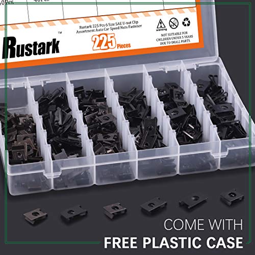 Rustark 225 Pcs 6 Size SAE U-nut Clip Assortment Auto Car Speed Nuts Fastener with Store Box for Dash Door Panel Interior - Image 5