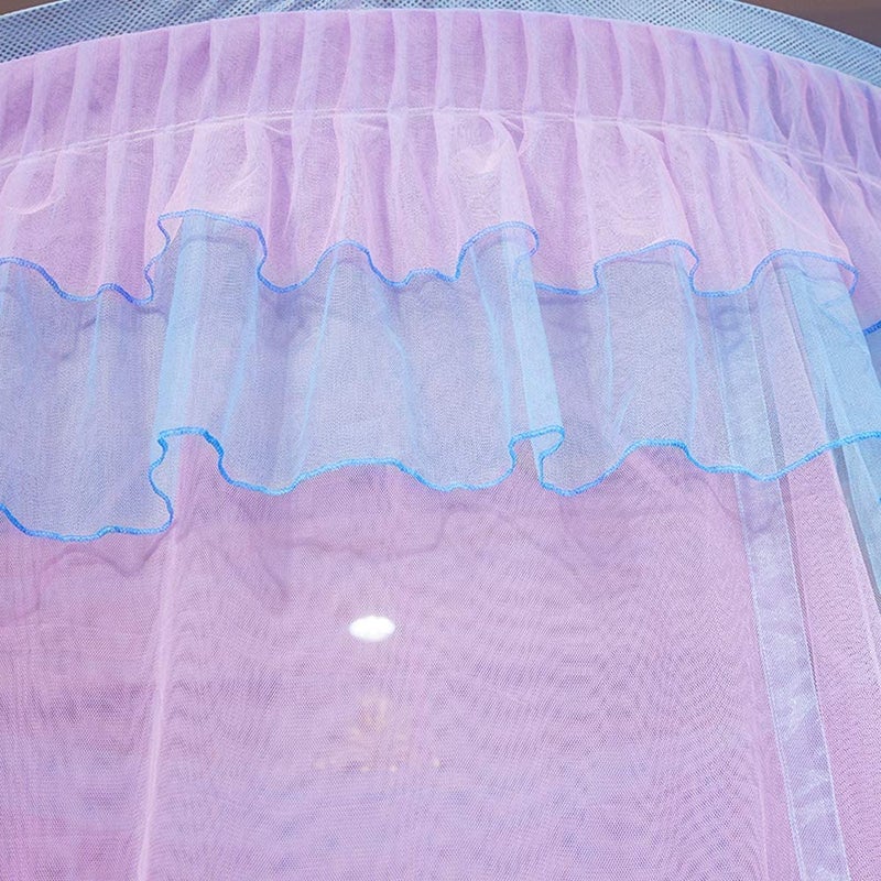 Mengersi Bed Canopy for Girls - Princess Elegant Lace Round Sheer Mesh Bed Curtains - Canopy for Girls Room Bedding Net for Twin Full Queen King Size (Pink and Blue) - Image 4