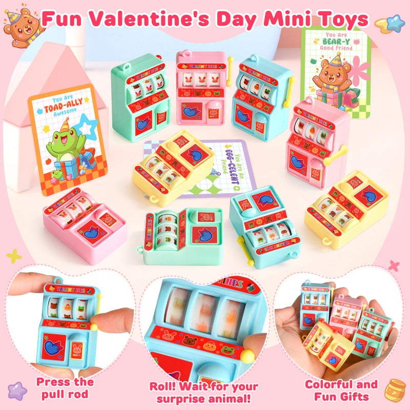 TooyBing Valentines Day Cards for Kids School, 24 Pack Valentines Day Gifts for Kids with Mini Slot Machine Toys, Funny Toys for Classroom Prize Exchange, Party Favors for Boys Girls, Goodie Bag Stuffers - Image 3