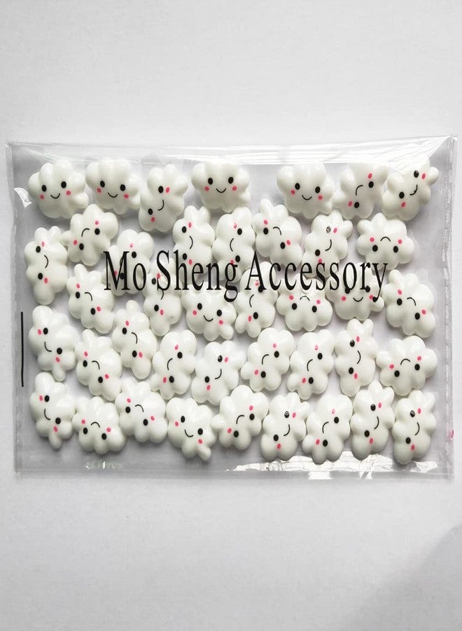 Mo Sheng Accessory مجموعة إكسسوارات مو شنغ، 40 قطعة من الراتنج المسطح، غيوم بيضاء جميلة مسطحة، زينة سكرابوكينغ، مجموعة متنوعة من إكسسوارات الحرف اليدوية - Image 4