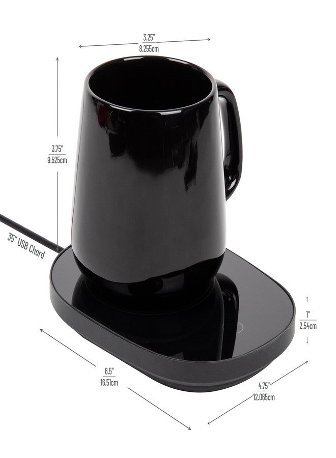 Mind Reader Coffee Warmer and Mug Set, Tea Cup Warmer, Coffee Accesories, Desk, USB Cord, 6.5" L x 4.75" W x 1" H, 2 Pcs, Black - Image 3