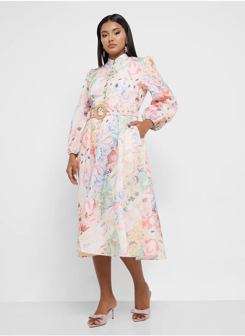 Khizana Floral Belted Dress