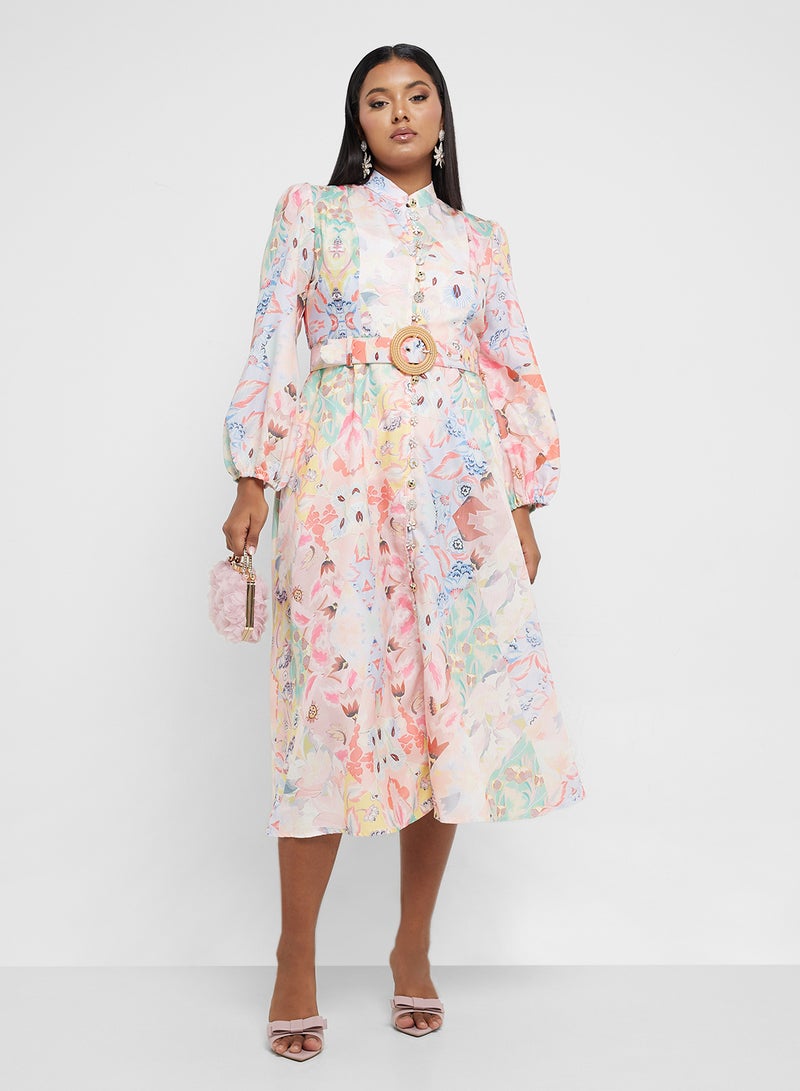 Khizana Floral Belted Dress - Image 4