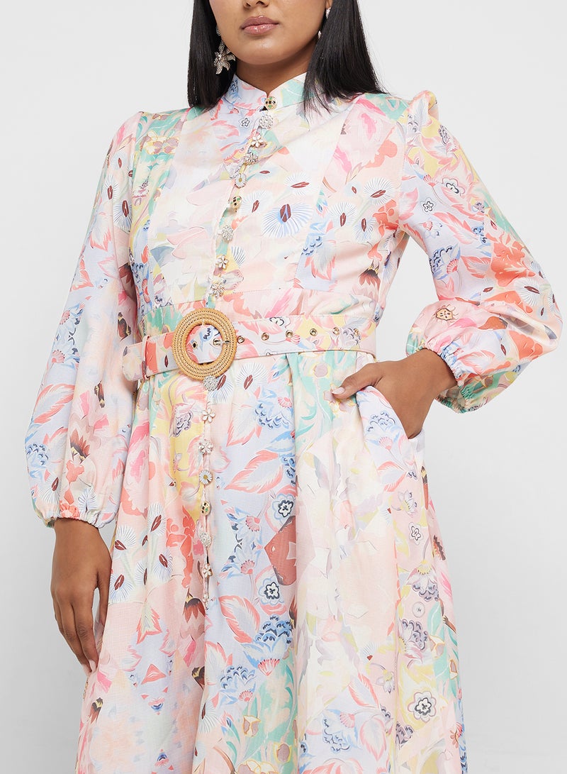 Khizana Floral Belted Dress - Image 3