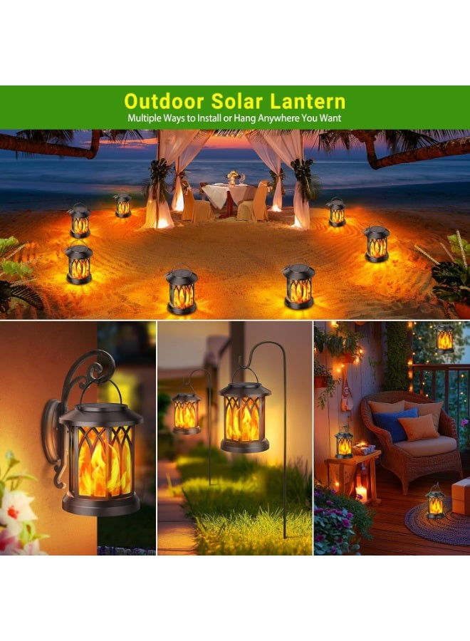 Zarmanuae Solar Lights Outdoor Garden, 2 Pack Hanging Solar Lanterns with Realistic Flickering Flame LED, Waterproof Flame Effect Garden Ornaments for Pathway Patio Decoration - Image 2