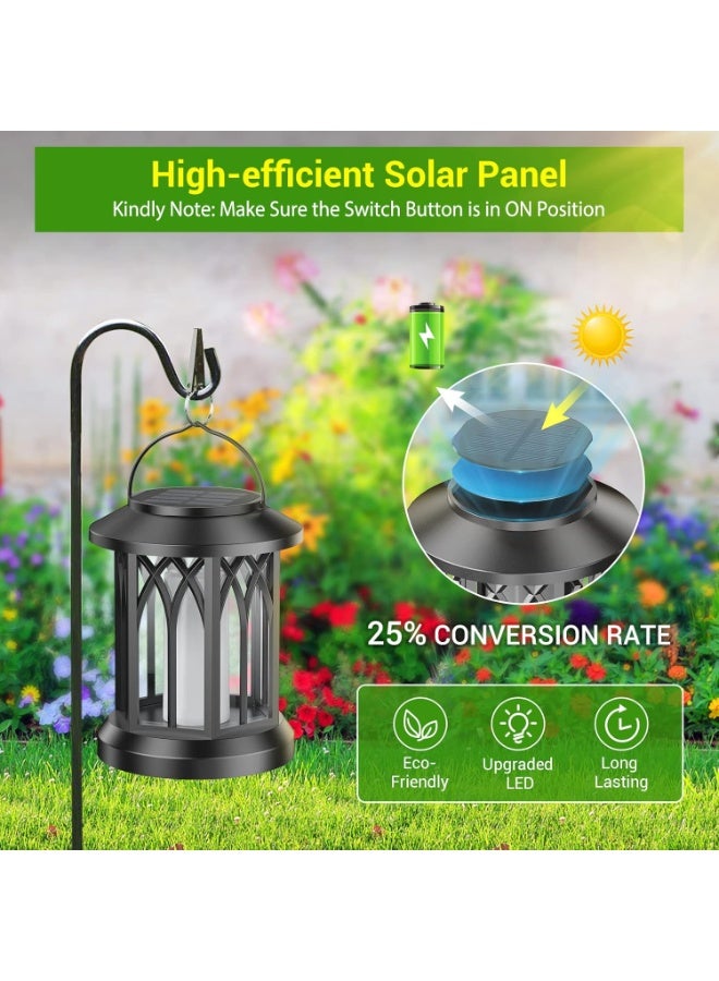 Zarmanuae Solar Lights Outdoor Garden, 2 Pack Hanging Solar Lanterns with Realistic Flickering Flame LED, Waterproof Flame Effect Garden Ornaments for Pathway Patio Decoration - Image 4