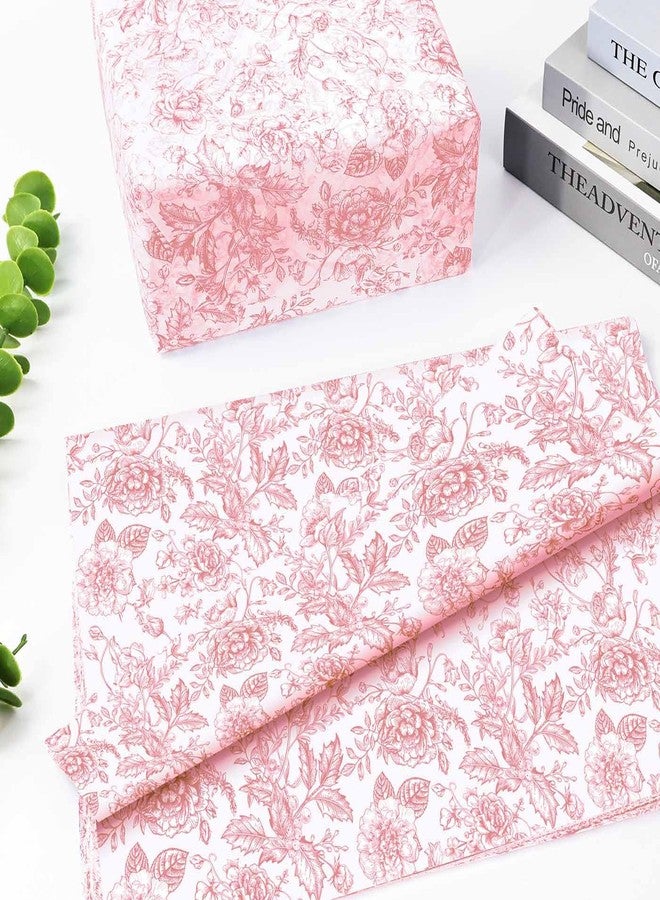 MUNILAIL 100 Sheets Pink Floral Tissue Paper 14 x 20 Inches Vintage Gift Wrapping Paper for Birthday Gift Packing Crafts - Image 5