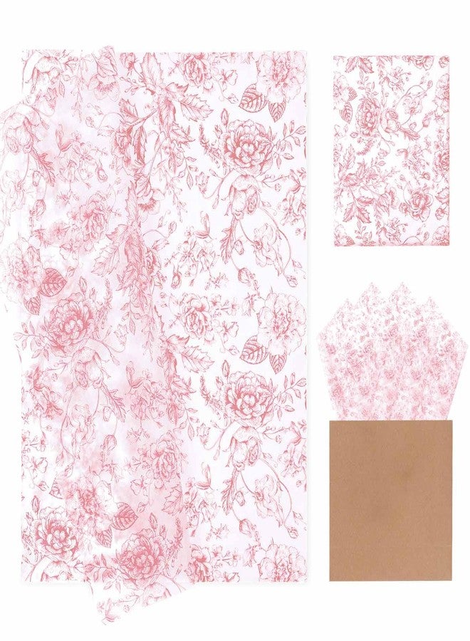 MUNILAIL 100 Sheets Pink Floral Tissue Paper 14 x 20 Inches Vintage Gift Wrapping Paper for Birthday Gift Packing Crafts - Image 1