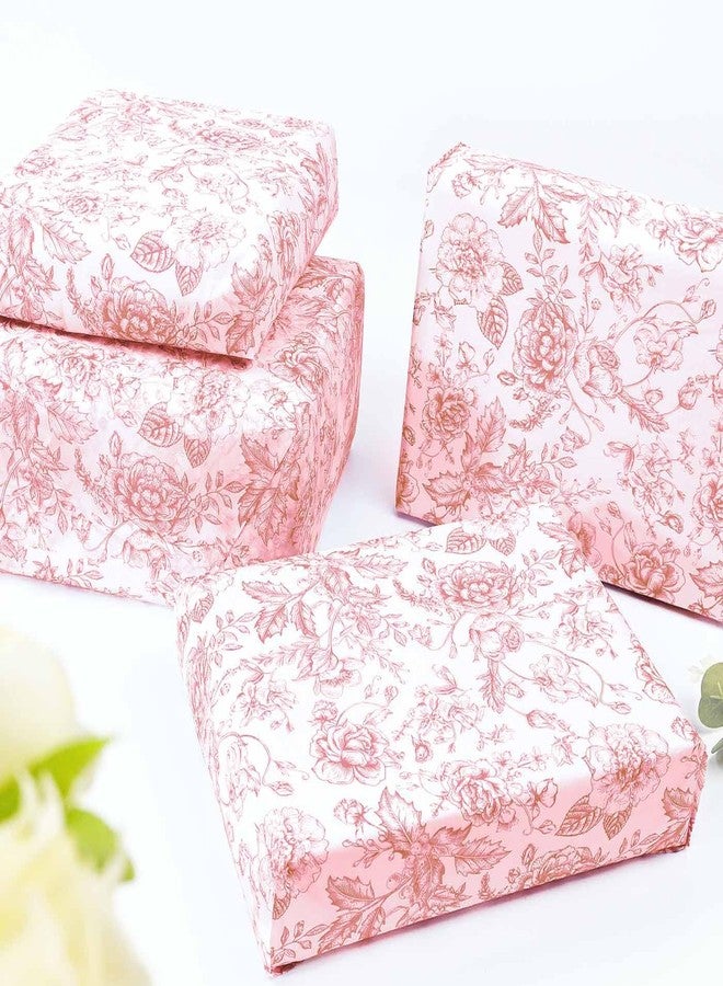 MUNILAIL 100 Sheets Pink Floral Tissue Paper 14 x 20 Inches Vintage Gift Wrapping Paper for Birthday Gift Packing Crafts - Image 4