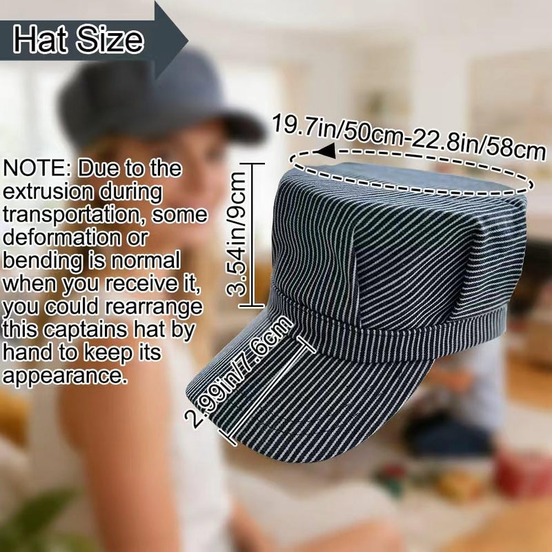 UGKIamous Railroad Engineer Hat Train Conductor Hat Suitable for Matching Denim Overalls for Men and Women (One Size, Blue and White) - Image 2