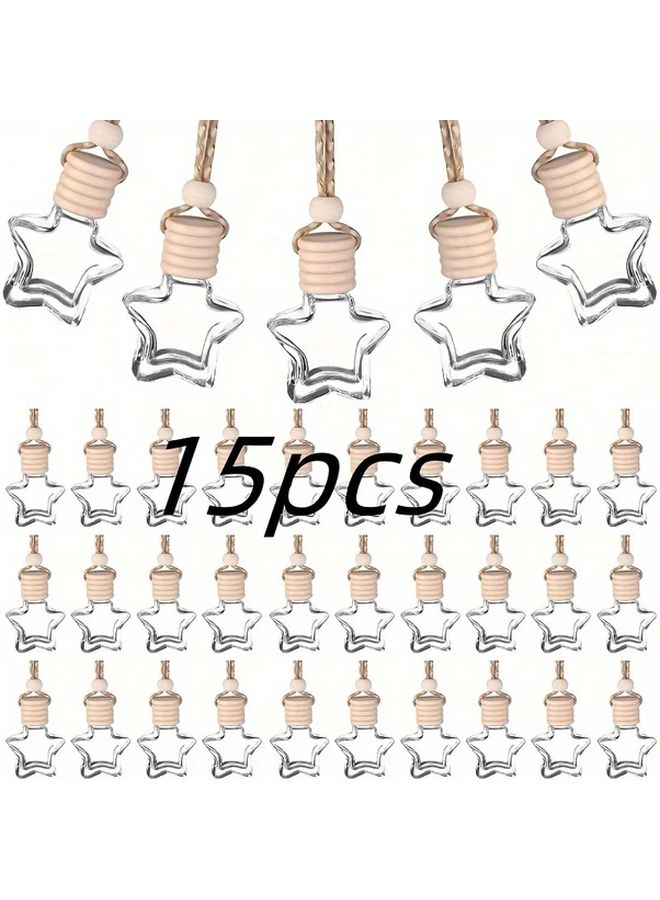 15pcs Star Shaped Car Air Freshener Diffuser Bottles Empty Essential Oil Vials - Image 1