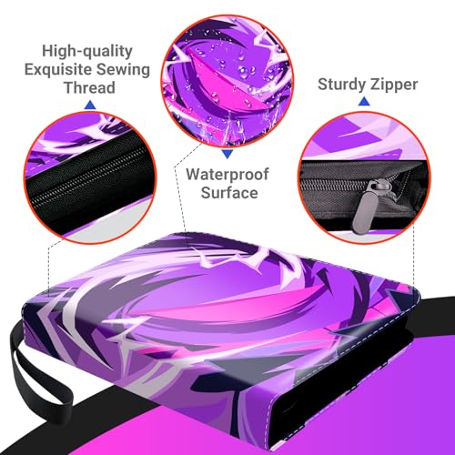 FARICHE Trading Card Binder for TCG Cards 9Pocket Portable Card Collector Ablum Holder Book Fits 900 Cards with 50 Removable Sleeve Waterproof Card Binder Display Storage Carrying Cases for TCGPurple - Image 3