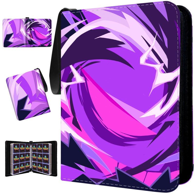 FARICHE Trading Card Binder for TCG Cards 9Pocket Portable Card Collector Ablum Holder Book Fits 900 Cards with 50 Removable Sleeve Waterproof Card Binder Display Storage Carrying Cases for TCGPurple - Image 2