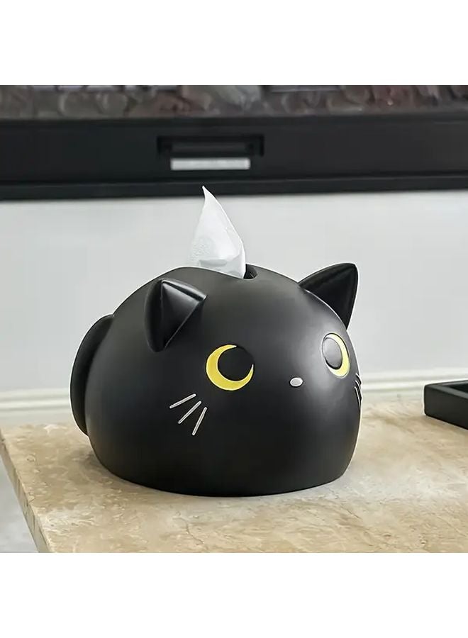 حامل صندوق أنسجة القطط المتكامل باللونين الأسود والأبيض، ديكور الحمام المتين المصنوع من الراتنج، منظف سطح الطاولة الموفر للمساحة، هدية - Image 4