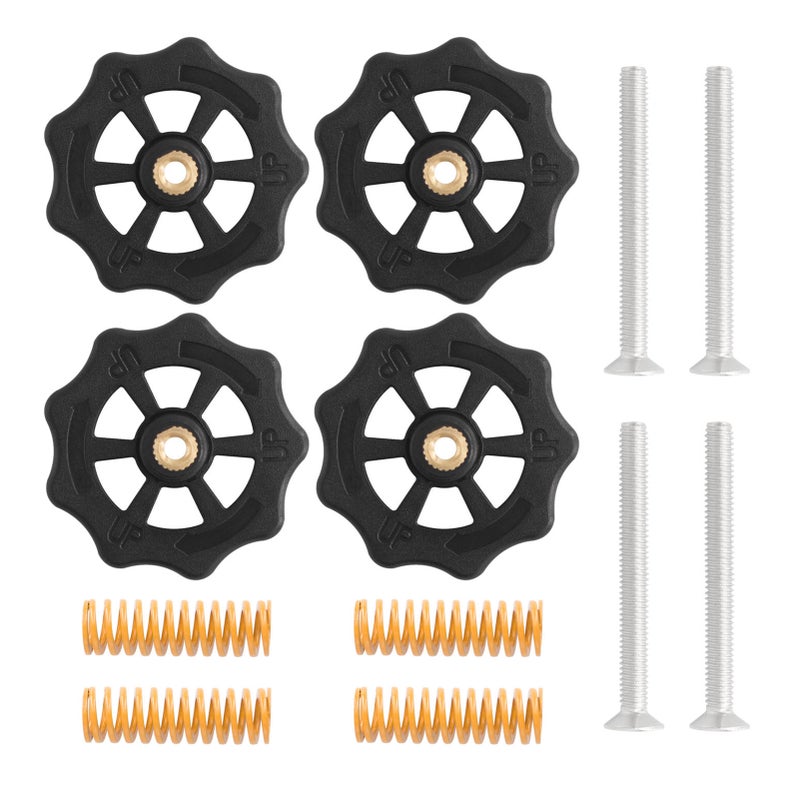 3D Printer Parts & Accessories 4pcs Upgraded Hand Twist Leveling Nut Diameter 40mm with 4pcs Heated Bed Springs 4pcs M4 Screws for Creality Ender-3 CR-10 3D Printer - Image 1