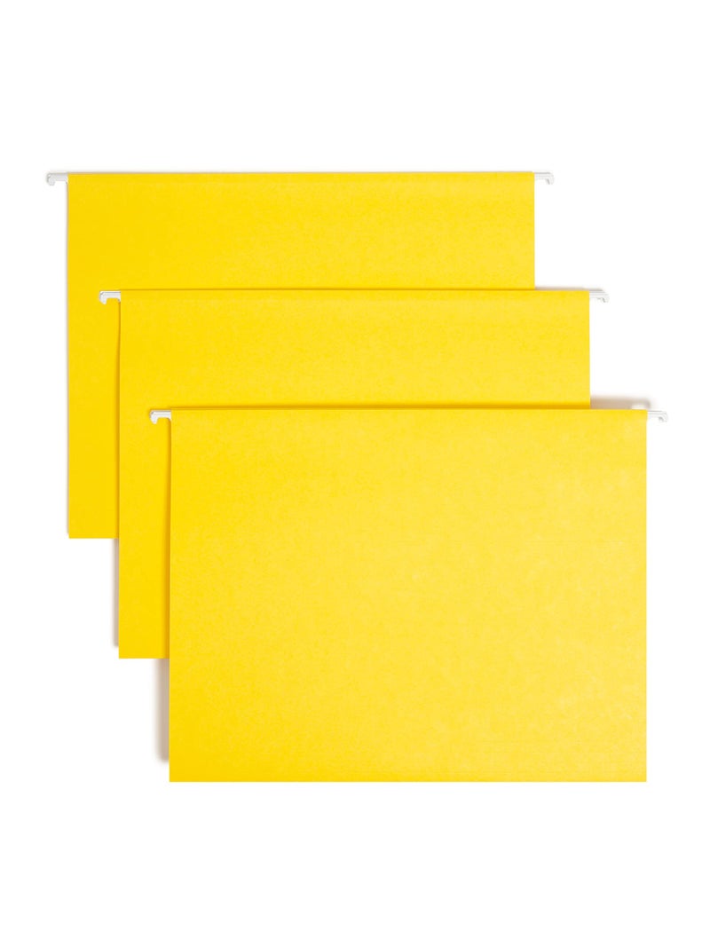 Smead TUFF Hanging File Folder with Easy Slide Tab 13Cut Sliding Tab Letter Size Yellow 18 per Box 64044 Rod Color May Vary