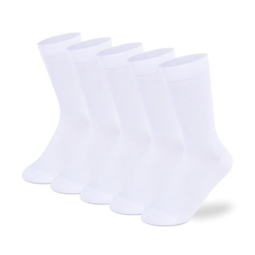Supersox Regular Length School Uniform Socks for Kids | Breathable Cotton | Anti-Odour & Moisture Absorbent | Durable Welt for All-Day Comfort | White | 9 to 10 Years | Pack of 5 - Image 1