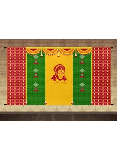SUKALPA Sukalpa Pooja Decoration Wedding Curtain Backdrop Decoration Size 8x5 Green ClourPack of 1Background Decoration Cloth Hanuman Durga 
