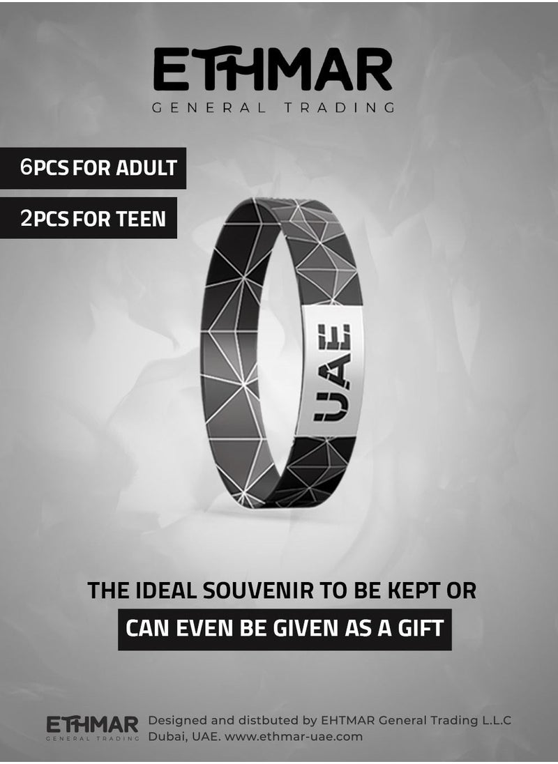 Bracelets - Ethmar Bracelets 30 high-quality elastic band bracelets, in two sizes (Adult & Teen) in stunning 6 different designs, Embroidered in the middle on both sides with “UAE” in Arabic and English - Image 1