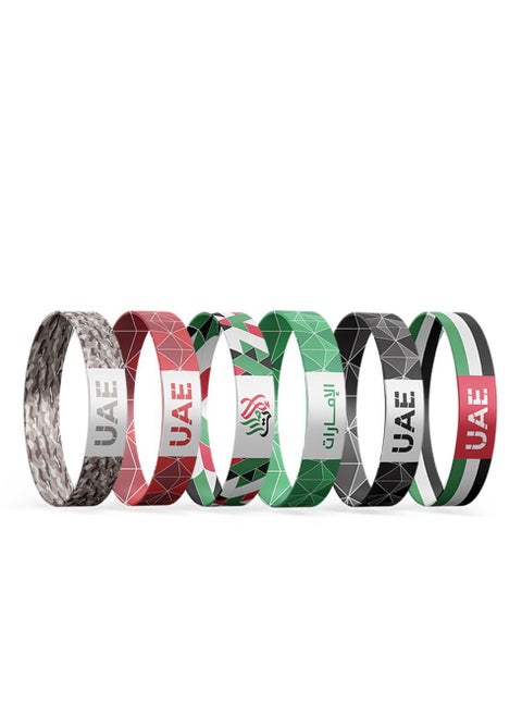 Ethmar Bracelets 30 high-quality elastic band bracelets, in two sizes (Adult & Teen) in stunning 6 different designs, Embroidered in the middle on both sides with “UAE” in Arabic and English