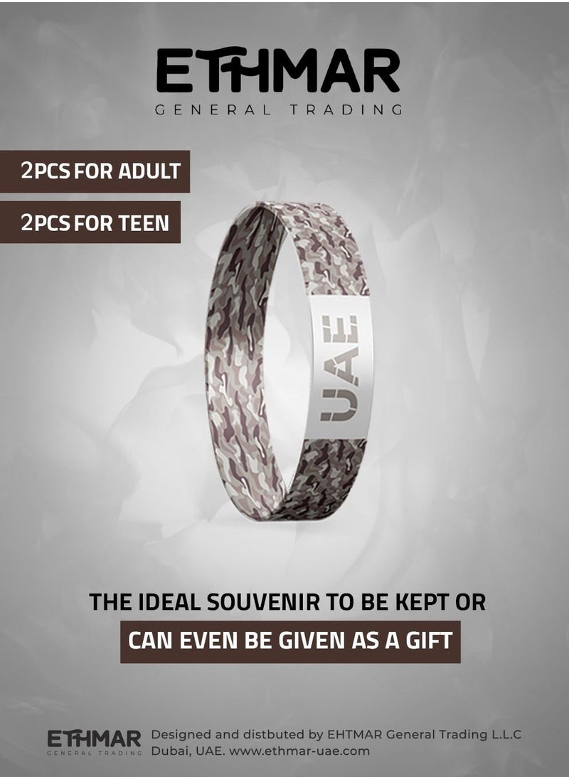 Bracelets - Ethmar Bracelets 30 high-quality elastic band bracelets, in two sizes (Adult & Teen) in stunning 6 different designs, Embroidered in the middle on both sides with “UAE” in Arabic and English - Image 1
