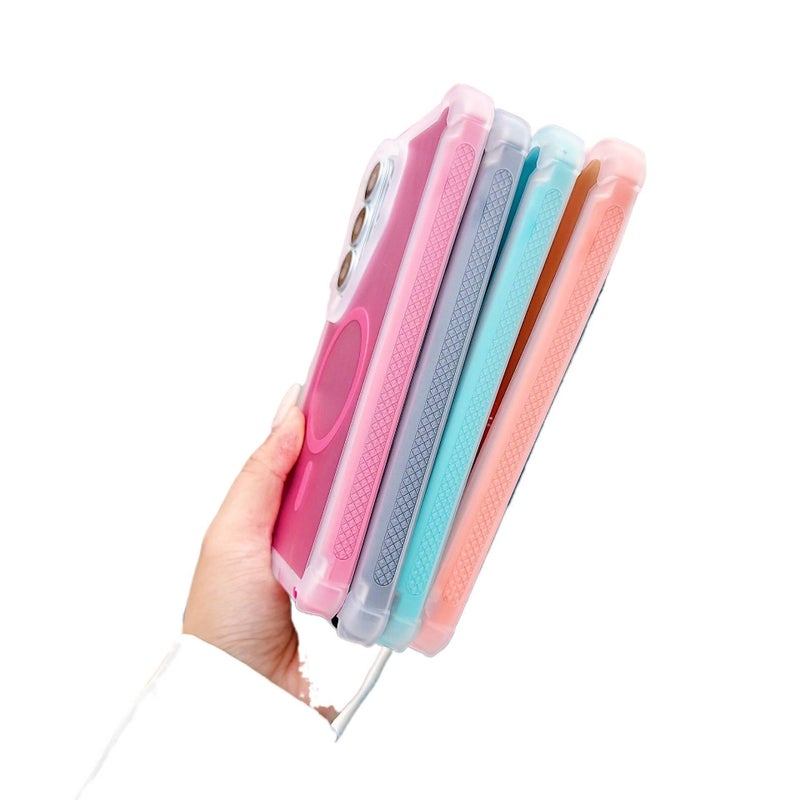 غطاء MagSafe بTPU باللون Feather Gauze مضاد للانزلاق مغناطيسي من مادة TPU لـ Samsung Galaxy S22 Ultra مع مغناطيس قوي وقبضة مضادة للانزلاق مع مقاوم للصدمات مع حماية من السقوط - Image 3