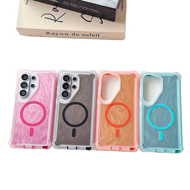 غطاء MagSafe بTPU باللون Feather Gauze مضاد للانزلاق مغناطيسي من مادة TPU لـ Samsung Galaxy S22 Ultra مع مغناطيس قوي وقبضة مضادة للانزلاق مع مقاوم للصدمات مع حماية من السقوط - Image 5