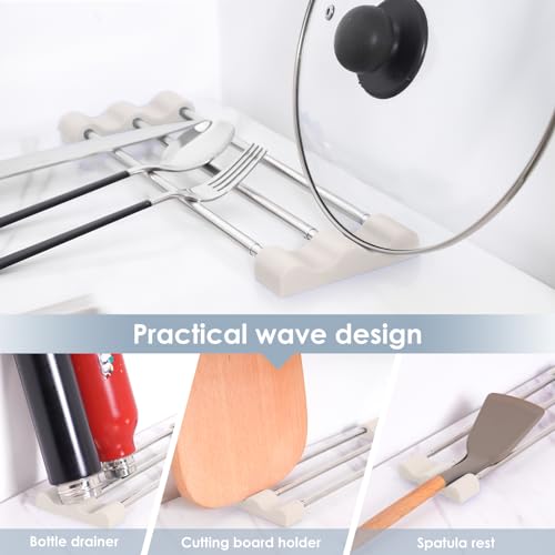 Tomorotec Adjustable Over-The-Sink Kitchen Rack for Dishcloths, Sponges, Bottles and Brushes - Heat-Resistant Stainless Steel with Slim, Expandable Design and Multifunctional Silicone Holder - Image 3