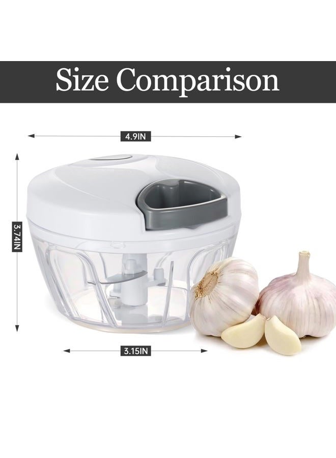 Cambom Food Chopper Manual Food Processor Hand Pull Mincer Blender Mixer for Vegetable Fruits Nuts Onions Durable BPA Free Food Safe Material (2 Cup-White & Gray) - Image 4