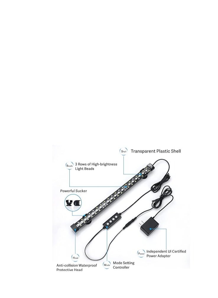 Hygger مصباح LED لحوض السمك القابل للغمر من Hygger، مصباح حوض سمك مخفي كامل الطيف مع 3 صفوف من الخرز، 7 ألوان، تشغيل وإيقاف تلقائي عند شروق الشمس أو ضوء النهار أو ضوء القمر، سطوع مؤقت قابل للتعديل بقوة 16 وات - Image 2