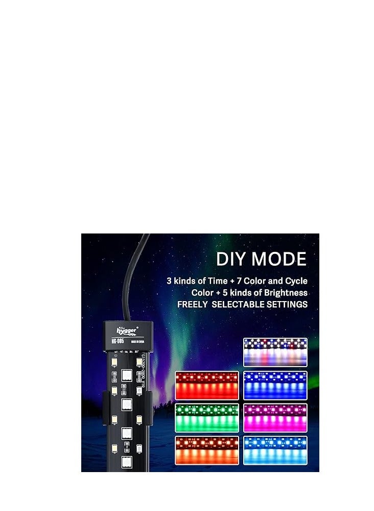 Hygger مصباح LED لحوض السمك القابل للغمر من Hygger، مصباح حوض سمك مخفي كامل الطيف مع 3 صفوف من الخرز، 7 ألوان، تشغيل وإيقاف تلقائي عند شروق الشمس أو ضوء النهار أو ضوء القمر، سطوع مؤقت قابل للتعديل بقوة 16 وات - Image 4