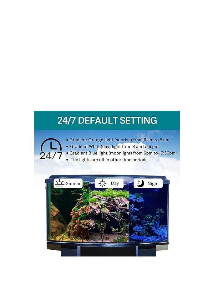 Hygger مصباح LED لحوض السمك القابل للغمر من Hygger، مصباح حوض سمك مخفي كامل الطيف مع 3 صفوف من الخرز، 7 ألوان، تشغيل وإيقاف تلقائي عند شروق الشمس أو ضوء النهار أو ضوء القمر، سطوع مؤقت قابل للتعديل بقوة 16 وات - Image 5
