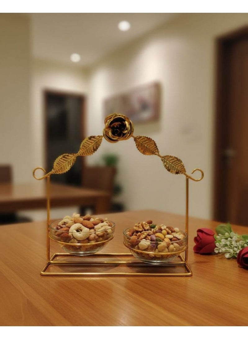 Serving tray + two glass plates for nuts and sweets - Image 2