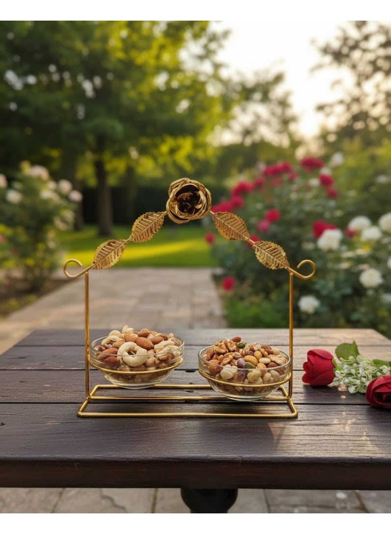 Serving tray + two glass plates for nuts and sweets - Image 1