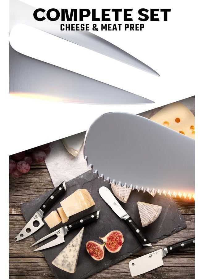 Dalstrong Charcuterie & Cheese Knife Set - 4-Piece - Gladiator Series Elite - Mini Cleaver, Serrated Knife, Round-Tip, Forked Cheese Knife - HC German Steel - G10 Handle - w/Sheath - NSF Certified - Image 3