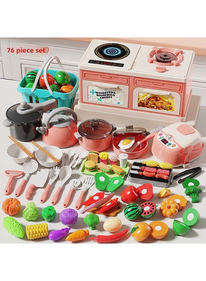 Children's Cross-Border Special Supply Of Children's Play House Kitchen Toy Set For Girls To Simulate Cooking, Frying And Cutting Fruits For Men And Women