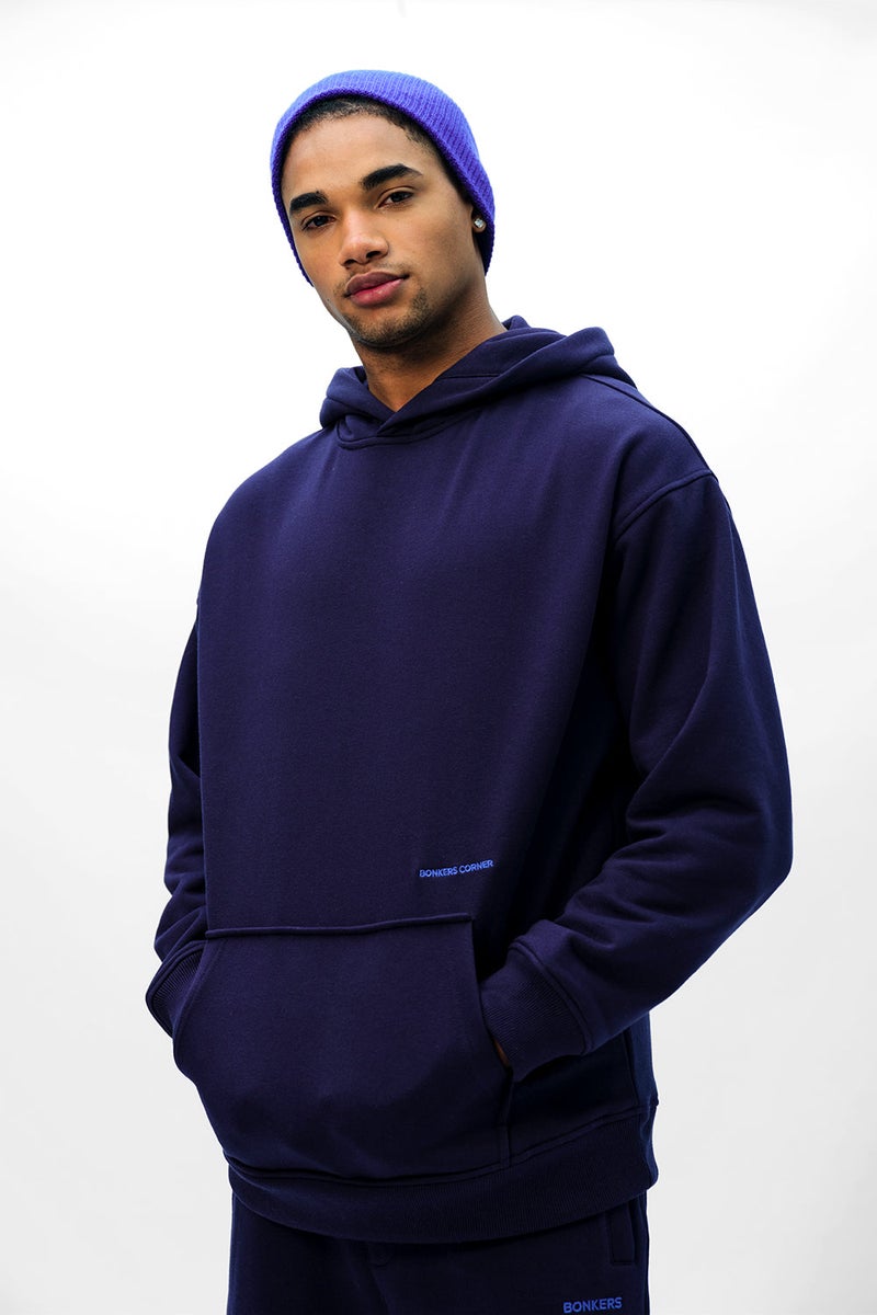 Bonkers Corner Navy Blue Wear A Hug Oversized Hoodie For Men's - Image 1