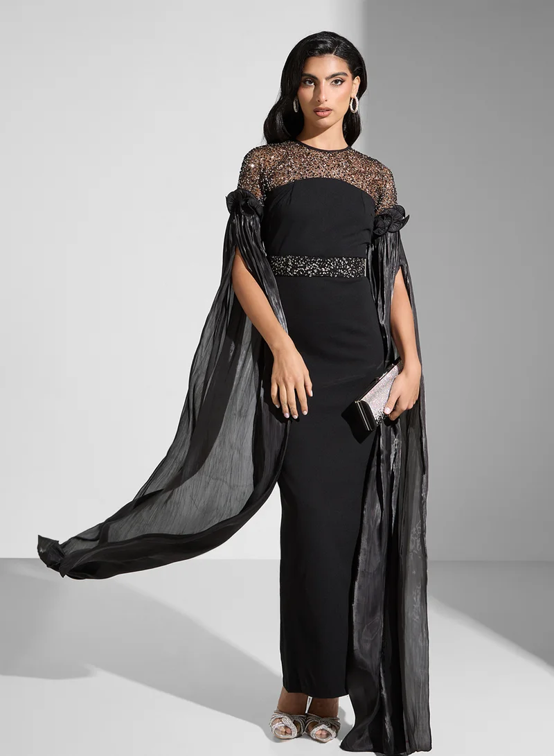 جولدن ابل Sequin Bodice Gown Dress