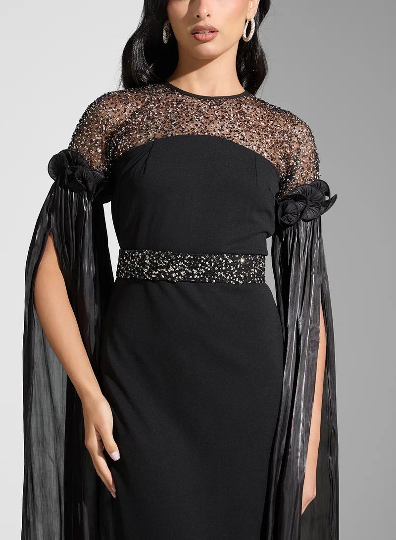 جولدن ابل Sequin Bodice Gown Dress