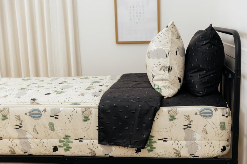 Beddy's Adventure & Wildlife Theme Durable Zipper Bedding for Kids, Bed in a Bag, Cream Comforter & Charcoal Sheets with Outdoor Explorer Design, Includes Pillowcase & Pillow Sham, Easy to Make & Wash - Image 3