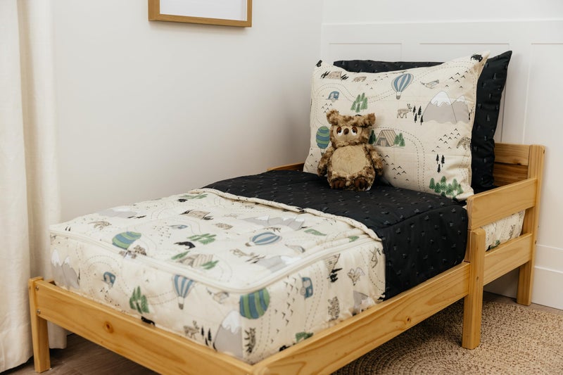 Beddy's Adventure & Wildlife Theme Durable Zipper Bedding for Kids, Bed in a Bag, Cream Comforter & Charcoal Sheets with Outdoor Explorer Design, Includes Pillowcase & Pillow Sham, Easy to Make & Wash - Image 4