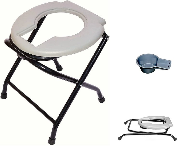 MUBBA Foldable Bathroom Stool Portable Bedside Commode seat Shower Chair for Pregnant Women Elders Bathing Chair Grey - Image 5