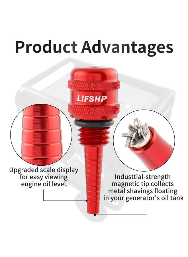 LIFSHP Aluminum Alloy Magnetic Oil Dipstick,for Small Inverter Generators Compatible with Wen 55201 Yamaha Predator 2000 Westinghouse Champion Ai Power Generac Pulsar-Red - Image 3